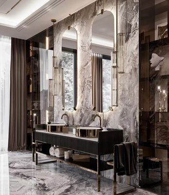Купить Шкаф таза Bathroom мебели роскошного отеля плиты утеса керамический безшовный интегрированный online manufacture