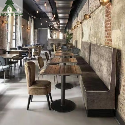 Хорошая цена Вся ткань кожаный l софа мебели ресторана гостиницы будочки формы угловая установила деревянные стулья онлайн