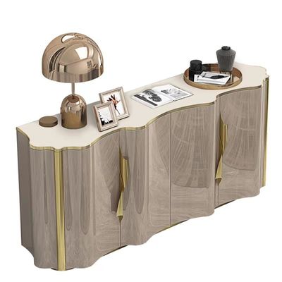 Гальванизировать Sideboard роскошной гостиницы нержавеющей стали шкафов Sideboard твердый деревянный