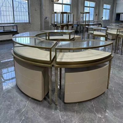 Изготовленная на заказ современная витрина дисплея ювелирных изделий вокруг встречного верхнего шкафа