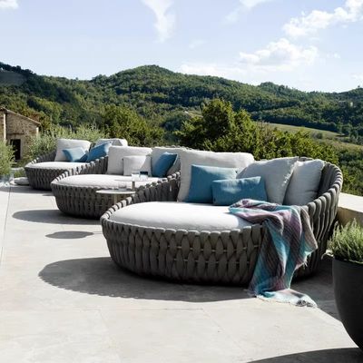 Luxury Hotel Outdoor Rattan Round Bed Alfresco Lounger Sofa (Луксовый отель на открытом воздухе с круглой кроватью из ратана)